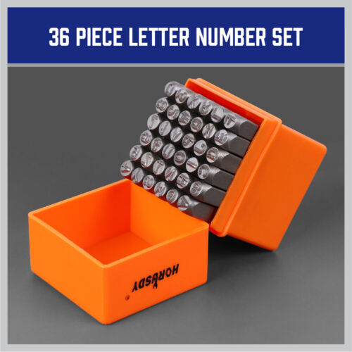 1/4" Letter & Number Stamp Punch Set 36pc Hardened Steel Metal Wood Leather 6mm - Picture 2 of 6