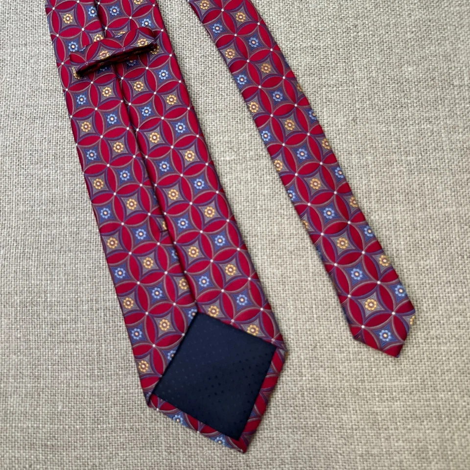 Tom James Tie Men Silk Woven Geometric 62.25x3.5 Hand Made Classic Party Core Go - Image 4 of 4