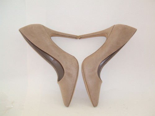 NEW LOOK SIZE 2 3 4 5 6 7 8 CAMEL TAUPE BEIGE FAUX SUEDE HIGH HEEL COURT SHOES - Picture 7 of 8