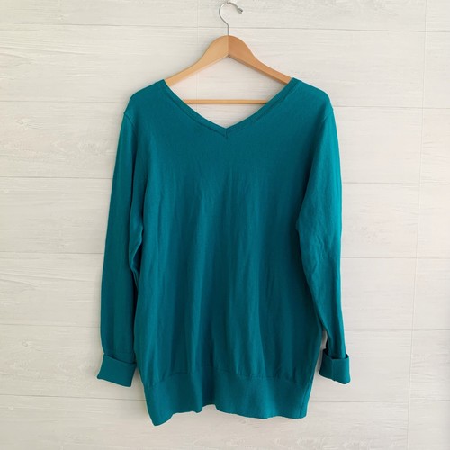 NWT Lane Bryant Outlet - Dark teal V-neck cotton blend pullover sweater, 18/20 - Picture 3 of 4