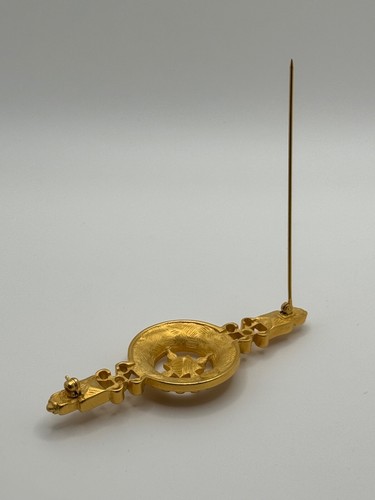 Vintage Givenchy Signed Matte Gold Tone Circle Squares Geometric Brooch - Picture 12 of 12