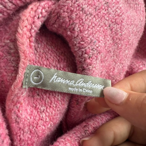 Hannah Andersson Women's Cotton Blend Cowl Neck Knit Sweater Pink Size Large - Picture 4 of 9