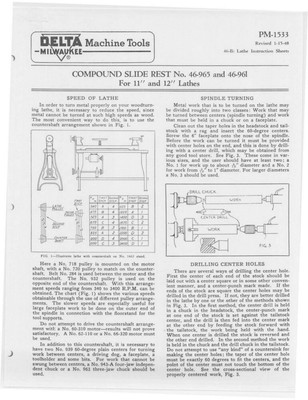 #ad Delta Rockwell Compound Slide Rest 46965 and 46961 11quot; and 12quot; Lathes $20.24