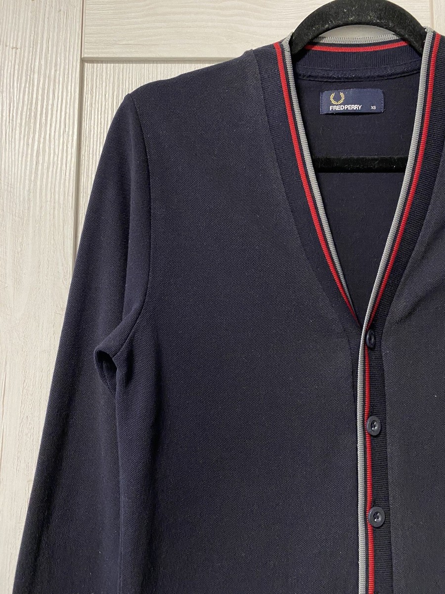 FRED PERRY MENS CARDIGAN SWEATER VINTAGE BUTTONS V-NECK FRED PERRY MENS CARDIGAN SWEATER VINTAGE BUTTONS V-NECK