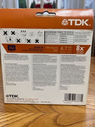 TDK 5 PACK 8X DVD+R 120 MINUTI 4,7GB SCATOLA ORIGINALE E CUSTODIE GIOIELLO - Foto 4 di 6