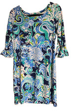 LILLY PULITZER Sophie Dress Navy Sirens  Spirits Dress UPF 50 Ruffle, Size S