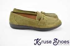 Lands End Women's Penny Loafer Olive Green Soft Leather Moccasin's Size 6.5B