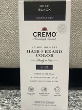 Cremo HAIR & BEARD COLOR N°12 DEEP BLACK No Mix, No Mess MULTIPLE USE New in Box