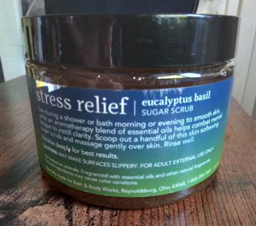 Bath & Body Works AROMATHERAPY Stress Eucalyptus Basil Sugar Scrub Sealed 13 oz - Picture 2 of 2