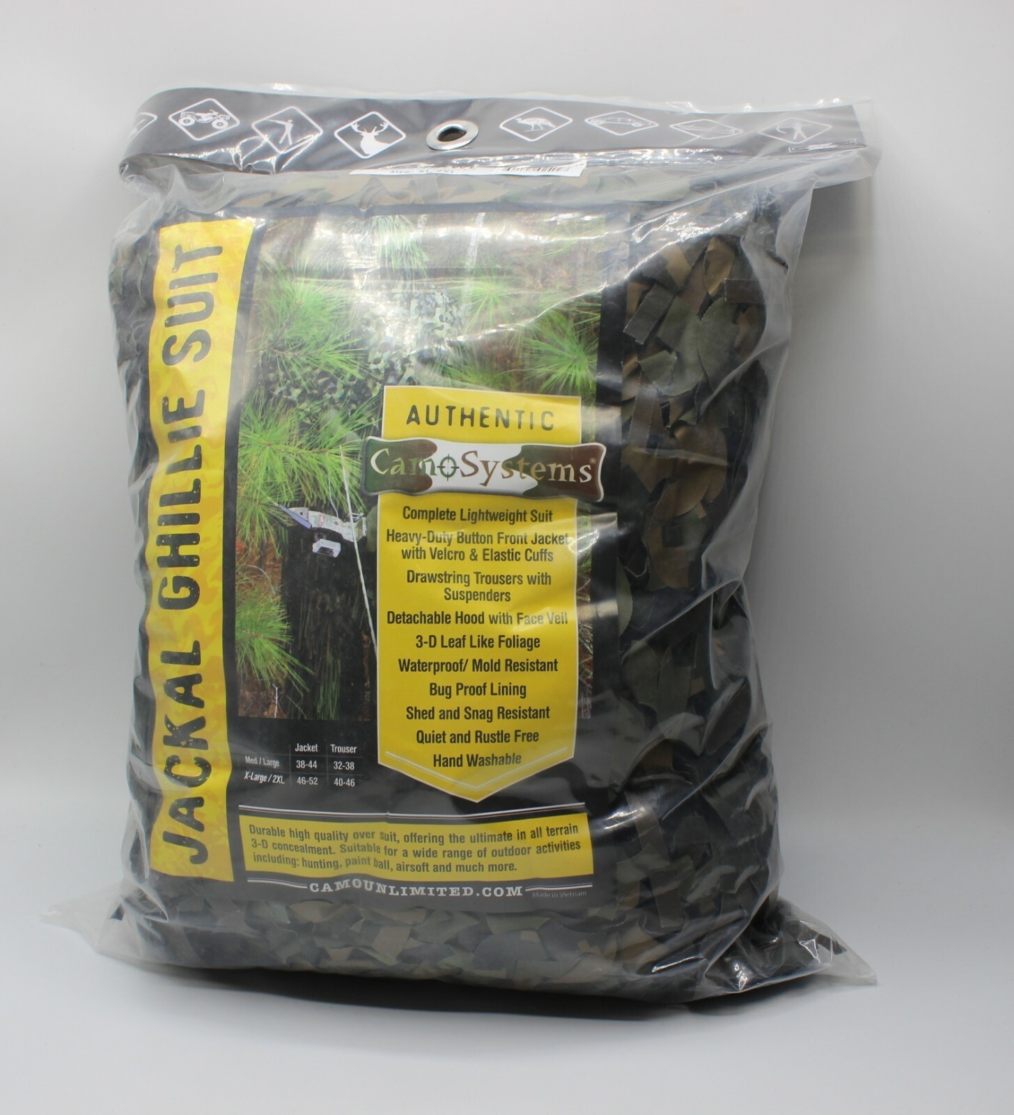 Nuevo Unlimited Jackal WOODLAND GHILLIE CAMO traje corto GS01A-WL, medio-grande Nuevo Unlimited Jackal WOODLAND GHILLIE CAMO traje corto GS01A-WL, medio-grande