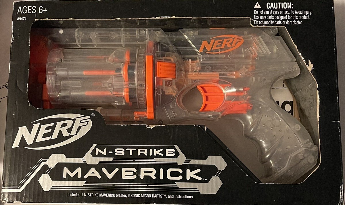 NEW IN BOX***NERF MAVERICK REV-6 CLEAR N-Strike Transparent