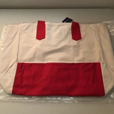 Brookson Bay Large Red Canvas Reusable Tote Shopping Beach Bag Diaper Bag