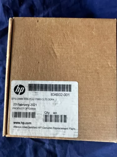 NEW HP 8GB, PC4-17000, CL=15, DDR4, Dual In-Line Memory Module P/N 834932-001
