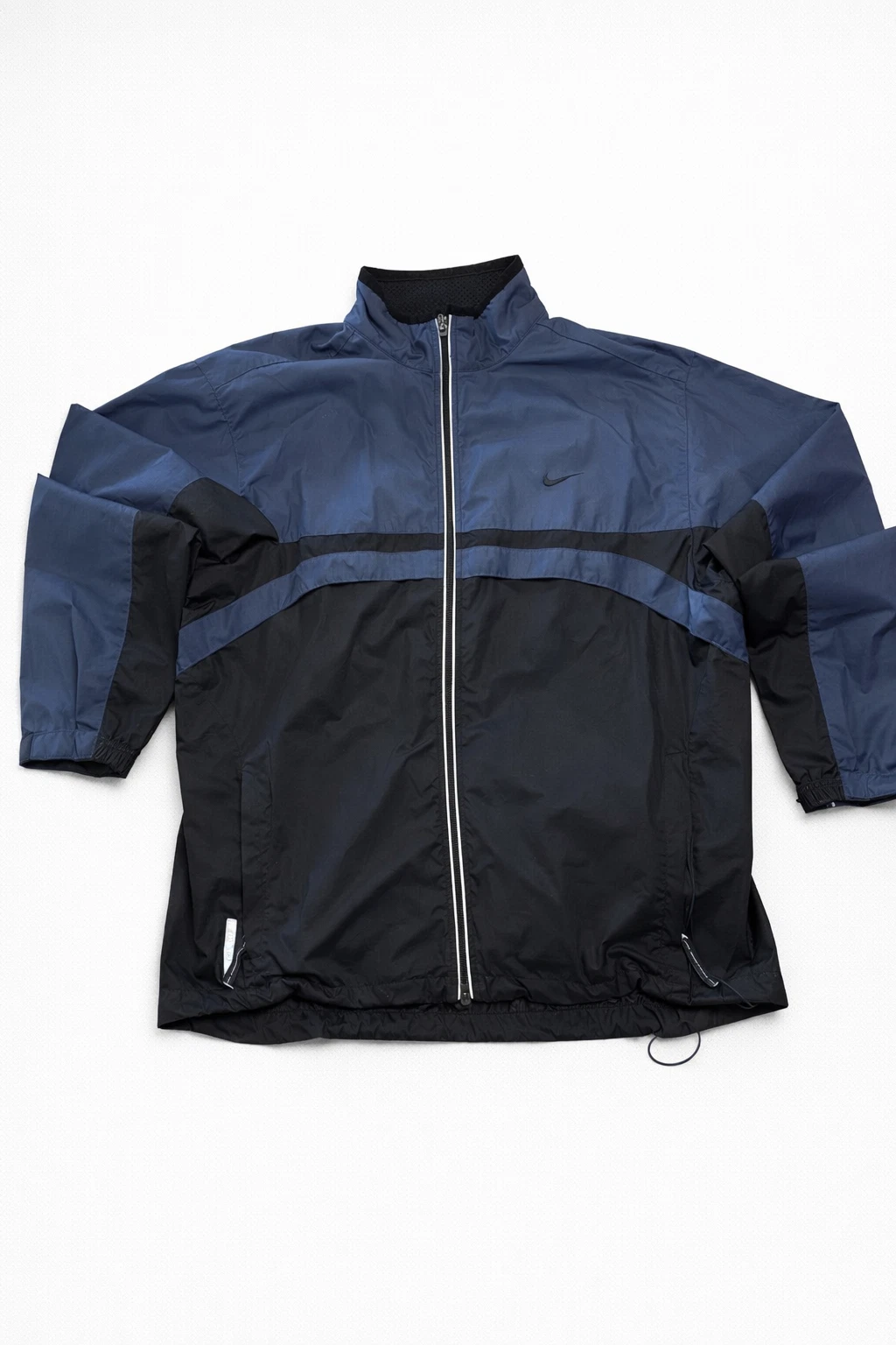 Nike 00s Vintage Nylon Windbreaker Jacket Black Blue Y2K