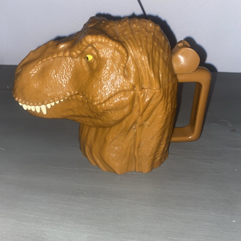 Jurassic Park World T-Rex Live Tour Cup Mug Head Flip Top Jaws Tyrannosaurus Rex