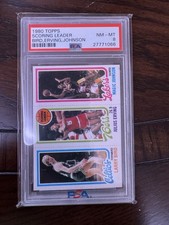 Topps 1980-81 Scoring Leader Bird Erving Johnson #139-174-34 Rookie PSA 8