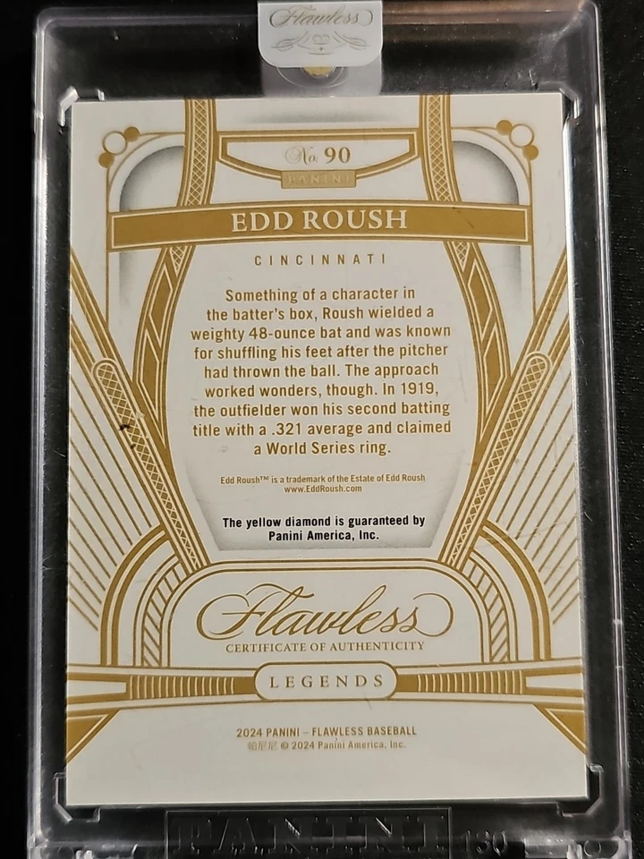 2024 Panini Flawless Edd Roush Legends Золотой Бриллиант /10 Красные Цинциннати - Изображение 3 из 3