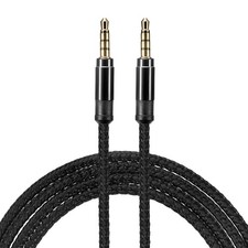 2Pcs Aux Cable 3.5mm Male to Male Nylon Braided 10Ft Auxiliary Cord Black