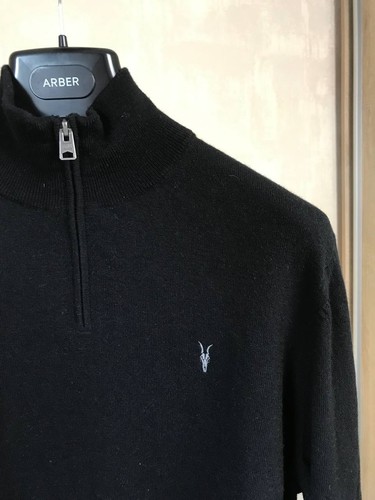 Allsaints Kilburn Zip Funnel Neck Ramskull Wool Jumper Size 2XL XXL Black - Picture 11 of 18
