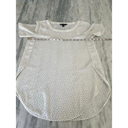 Blusa túnica mujer Banana Republic blanca/gris con estampado de mini puntos semi transparente talla XS - Imagen 6 de 7