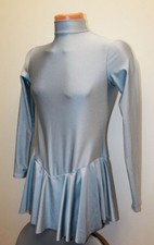 Men Dress Leotard 279-01 Flared Double Sun Skirt Zipper Back Gray Spandex Size L