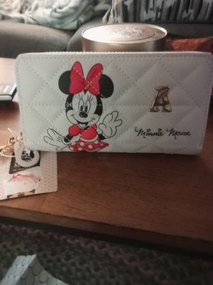 Primark Disney Minnie Mouse Women's Wallet White Red Black Quilted Initial Tag