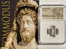 COMMODUS 177-192 AD SILVER DENARIUS NGC VF ANCIENT ROME SHARP STRIKE, NICE!