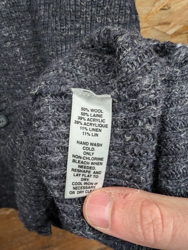 Saks Fifth Avenue Wool Blend Cardigan Men's Knit Grey Linen Comfort Size Large - Picture 16 of 17