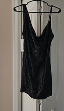 Black Sequinned Mini Dress Size Large