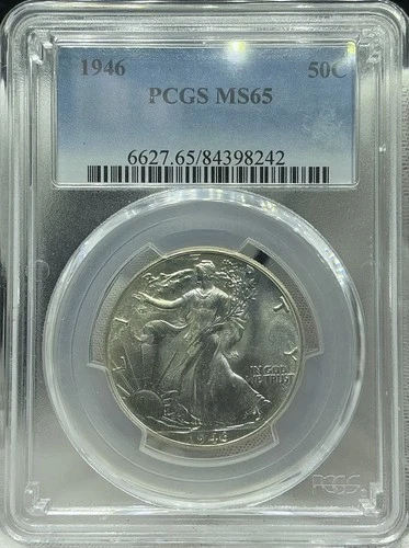 1946 50C Walking Liberty Half Dollar PCGS Graded MS65 Silver Coin