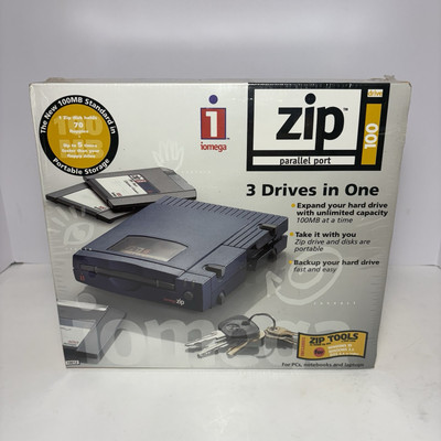 Iomega 100 MB External Zip Drive Parallel Port New Sealed 