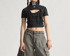Adidas Originals Women's Ribbon Cut-Out Crop Top JX2537   Black