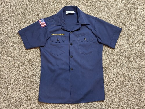 Boy Scouts BSA Blue Cub Scout Youth Sz. Medium Shirt No Patches Made In The USA - Picture 2 of 20