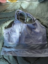 SYLVIA P crop top Size 10 GYMNASTICS DANCE under leotard FUN BACK lilac white