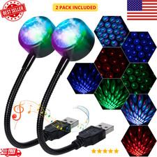 USB Star Projector Car Ceiling Lights RGB LED Interior Night Light 9 Modes 2PACK