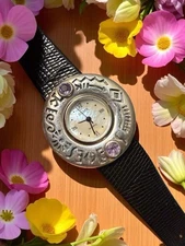 Exquisite BOMA Sterling Silver Amethyst MOP Wristwatch