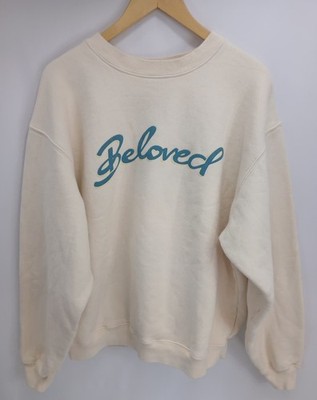 Cherry LA Beloved Logo Cotton Pullover Sweatshirt Cream Ivory Size M USA Made