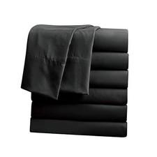 Flat Sheets Only, Pack of 6, Soft Microfiber Bedding Sheets for Twin Black