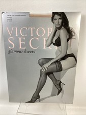 Victorias Secret Glamour Sheer Lace Top Thigh High Stay Ups Naked Size Large NEW