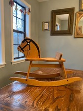 Vintage Wooden Rocking Horse For Toddlers - Handcrafted Design - 25" Long x 20"