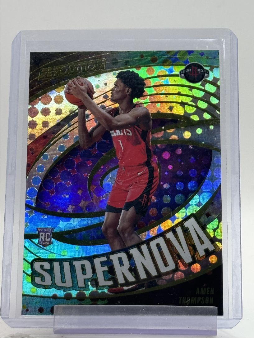 AMEN THOMPSON 2023-24 REVOLUTION SUPERNOVA ROOKIE ROCKETS RC Q4435