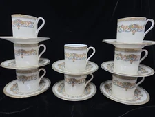 Aynsley Henley Gold Trim Bone China Green Backstamp 8 Cups & 8 Saucers New