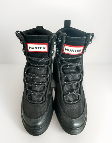 Hunter Discoverer Lace Up Heel Ankle Boots Black Women Size 6 $240 NWOB - Picture 5 of 12