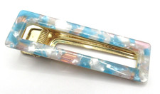Lucite Blue White Clear Color Hair Clip