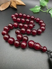 Collectible Red Faturan ISLAMIC PRAYER ROSARY 33 Beads Misbah مسباح سبحة فاتوران