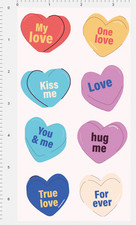 Valentine Hearts Scrapbook Sticker Set 4" x 7" Sheet Candy Sayings Love