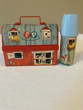 VINTAGE FISHER PRICE 1962 BARN FARM MINI LUNCH BOX WITH SILO THERMOS 549