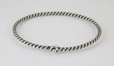 James Avery Sterling Silver Twisted Hinged Bangle Bracelet 6 13/16" Long