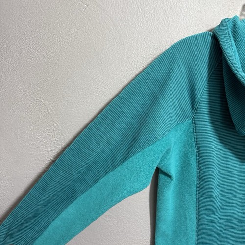 The North Face Womens Sz Medium Teal Flannel Zip Up Hoodie Athletic Top - Picture 7 of 8