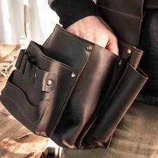 Leather Tool Belt Pouch Bag with suspenders f...